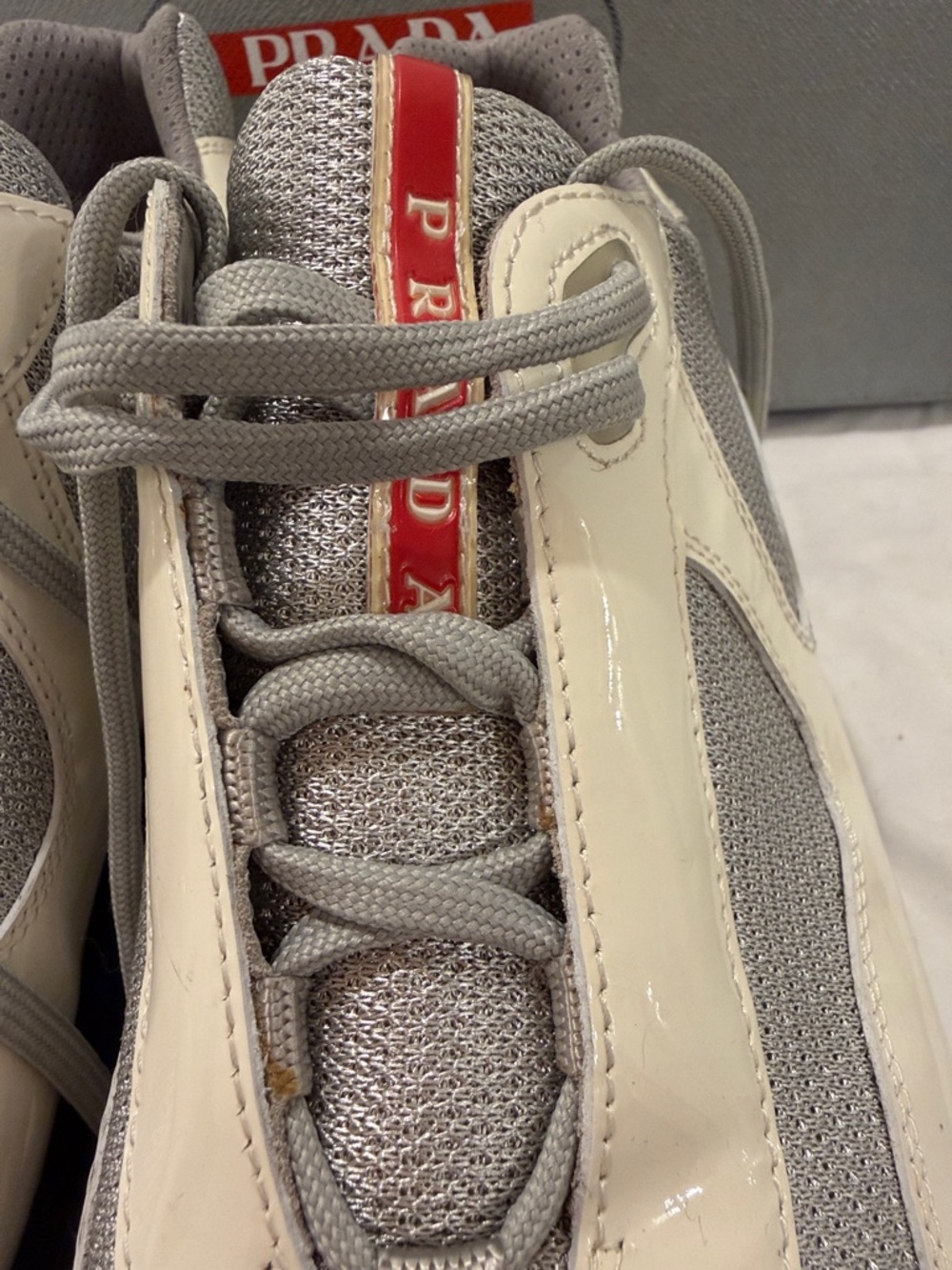 Prada Men’s White, Gray & Blue Low-Top Sneakers - Picture 9 of 9